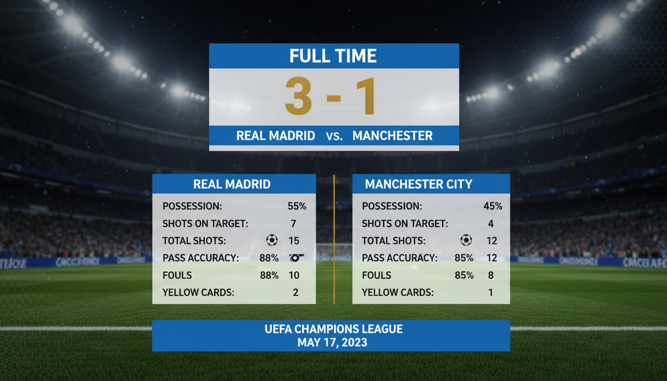 Kết quả trận đấu Kết quả Real Madrid vs Manchester City